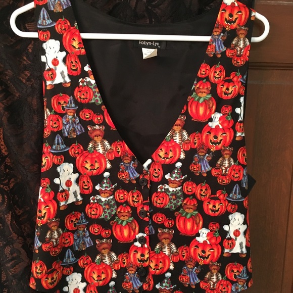 Pre-loved Vintage Halloween Grandma core vest, by Robyn-Lyn Sz L/XL. Cute!!!!! - Picture 1 of 9